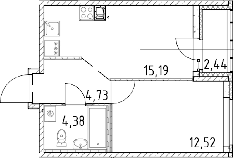 1-комнатная квартира 36.82 м², 17/17 эт., ЖК «Город Первых»